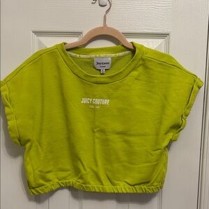 Juicy Couture Lime Green Short Sleeve Cropped Sweatshirt Sz XL